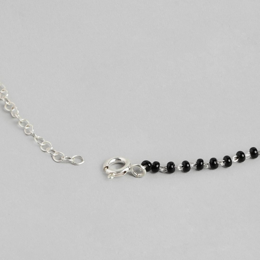 Infinity with Dangling Stone Rhodium Plated 925 Silver Mangalsutra