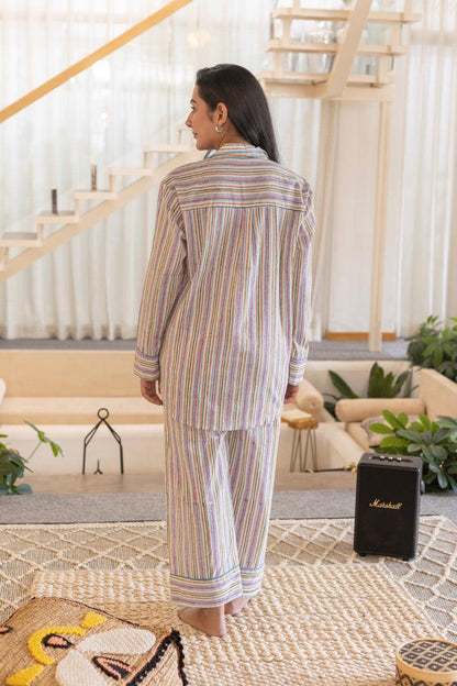 STRIPY SNUGGLE COTTON LOUNGE SHIRT