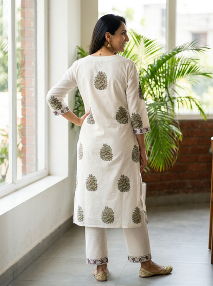 Pink Butta Premium Cotton Kurta