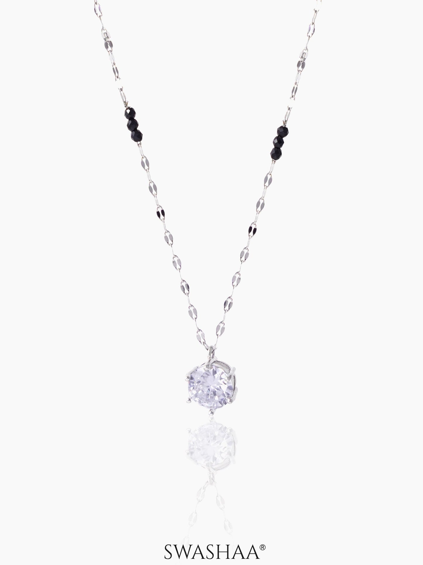 Madan Diamond Solitaire Silver Mangalsutra