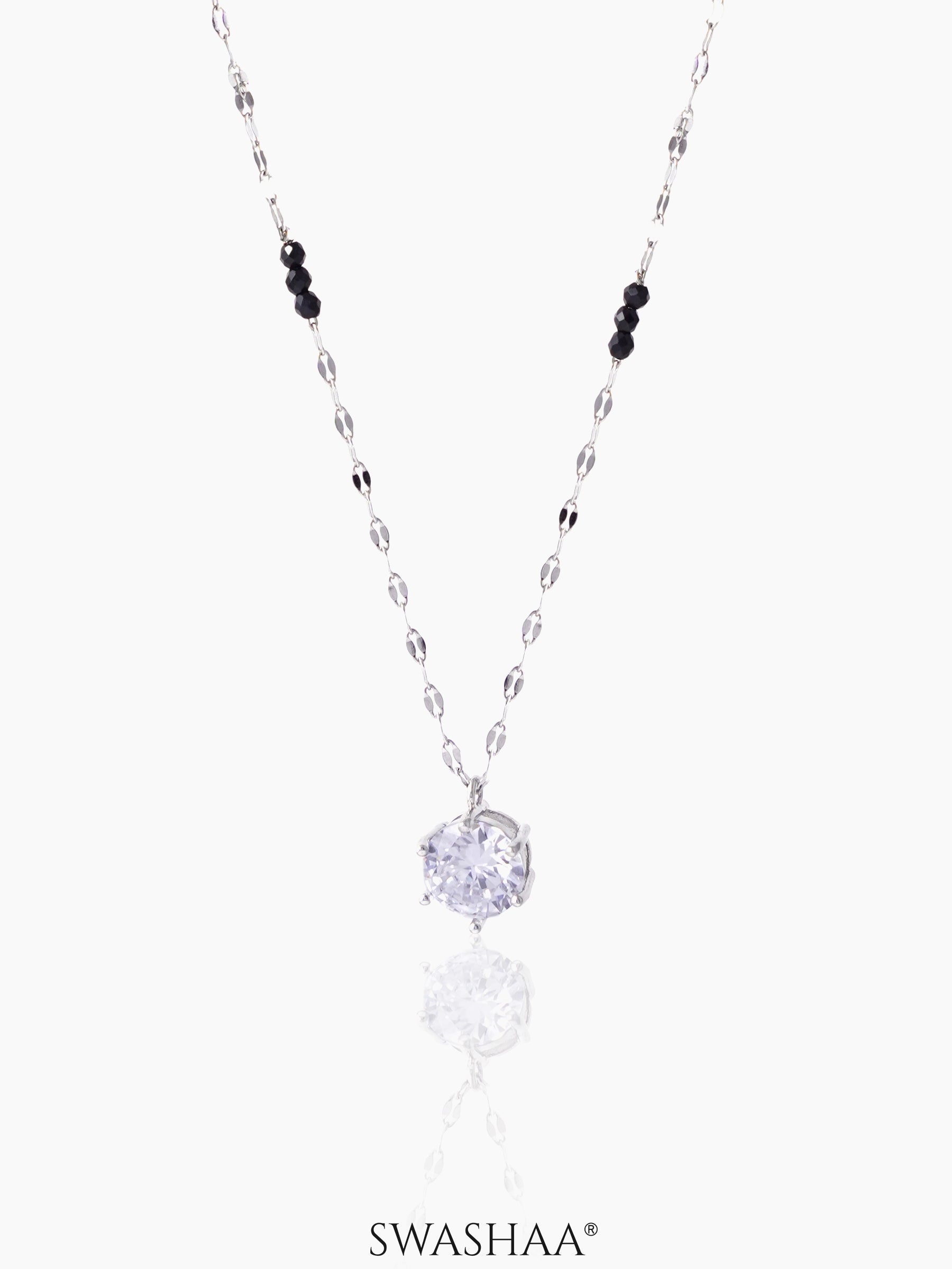 Madan Diamond Solitaire Silver Mangalsutra
