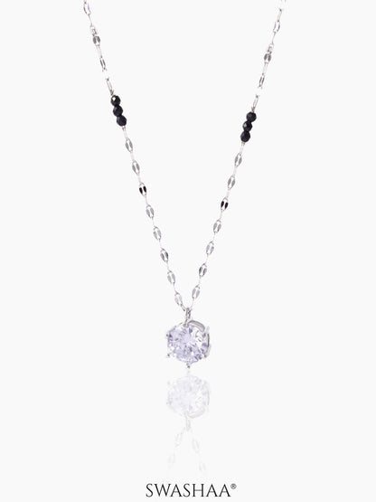 Madan Diamond Solitaire Silver Mangalsutra