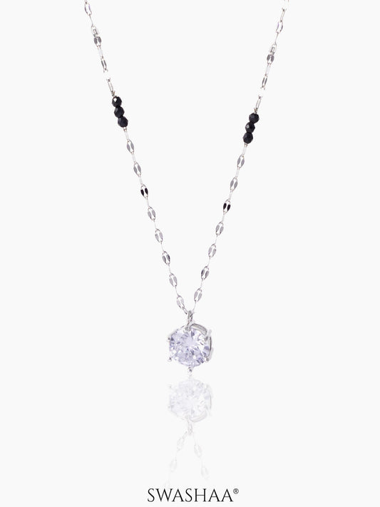 Madan Diamond Solitaire Silver Mangalsutra