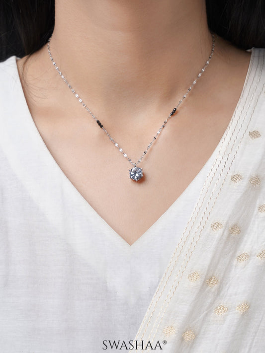 Madan Diamond Solitaire Silver Mangalsutra