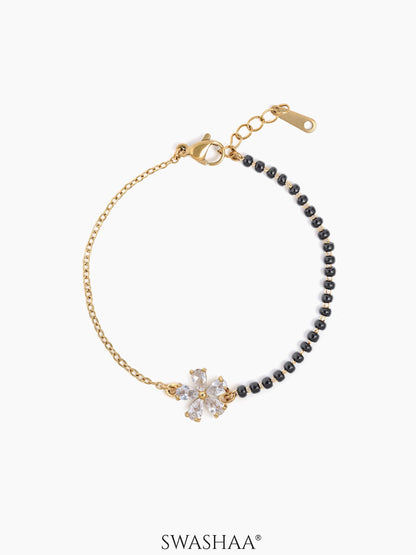 Meher Flower Diamond Charms 18K Gold Plated Mangalsutra Bracelet