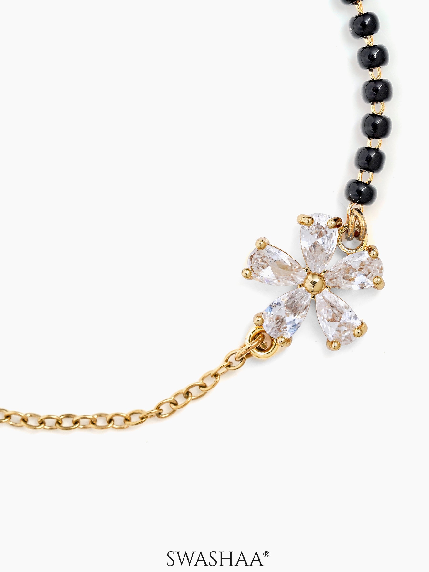 Meher Flower Diamond Charms 18K Gold Plated Mangalsutra Bracelet