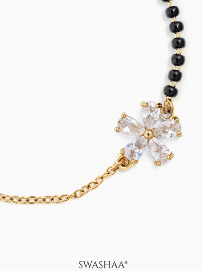 Meher Flower Diamond Charms 18K Gold Plated Mangalsutra Bracelet