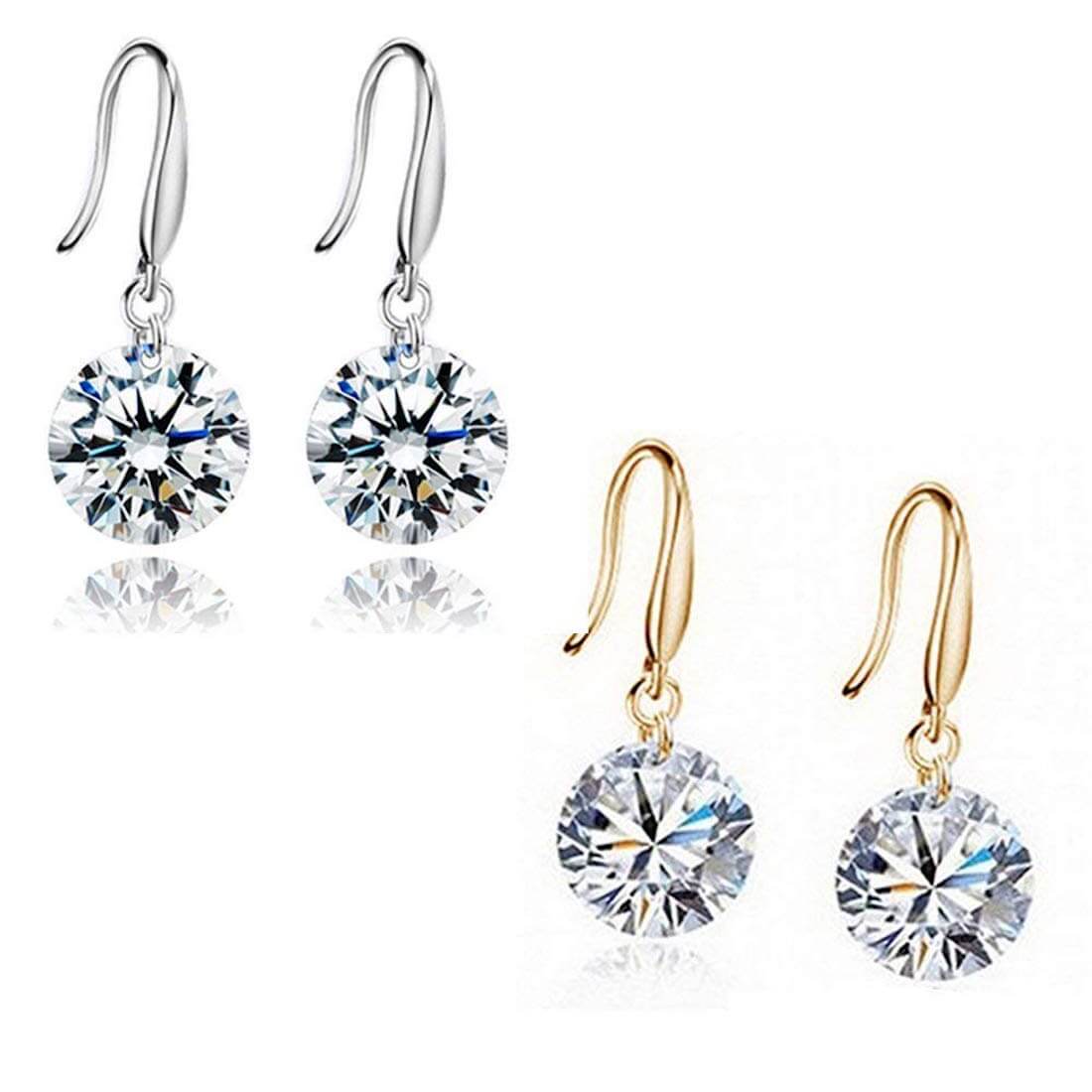 Daily Essential Value Set| Silver and Golden Drop Earrings for Women d Girl Copper Stud Earring