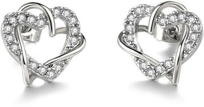 Multi Tone| Heart Shape Stud Earrings for Women and Girls, CZ Stone