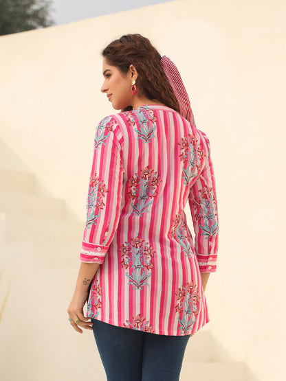 Mandarin Neck Floral Top
