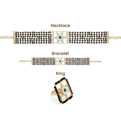 Evil eye silver star mangalsutra choker