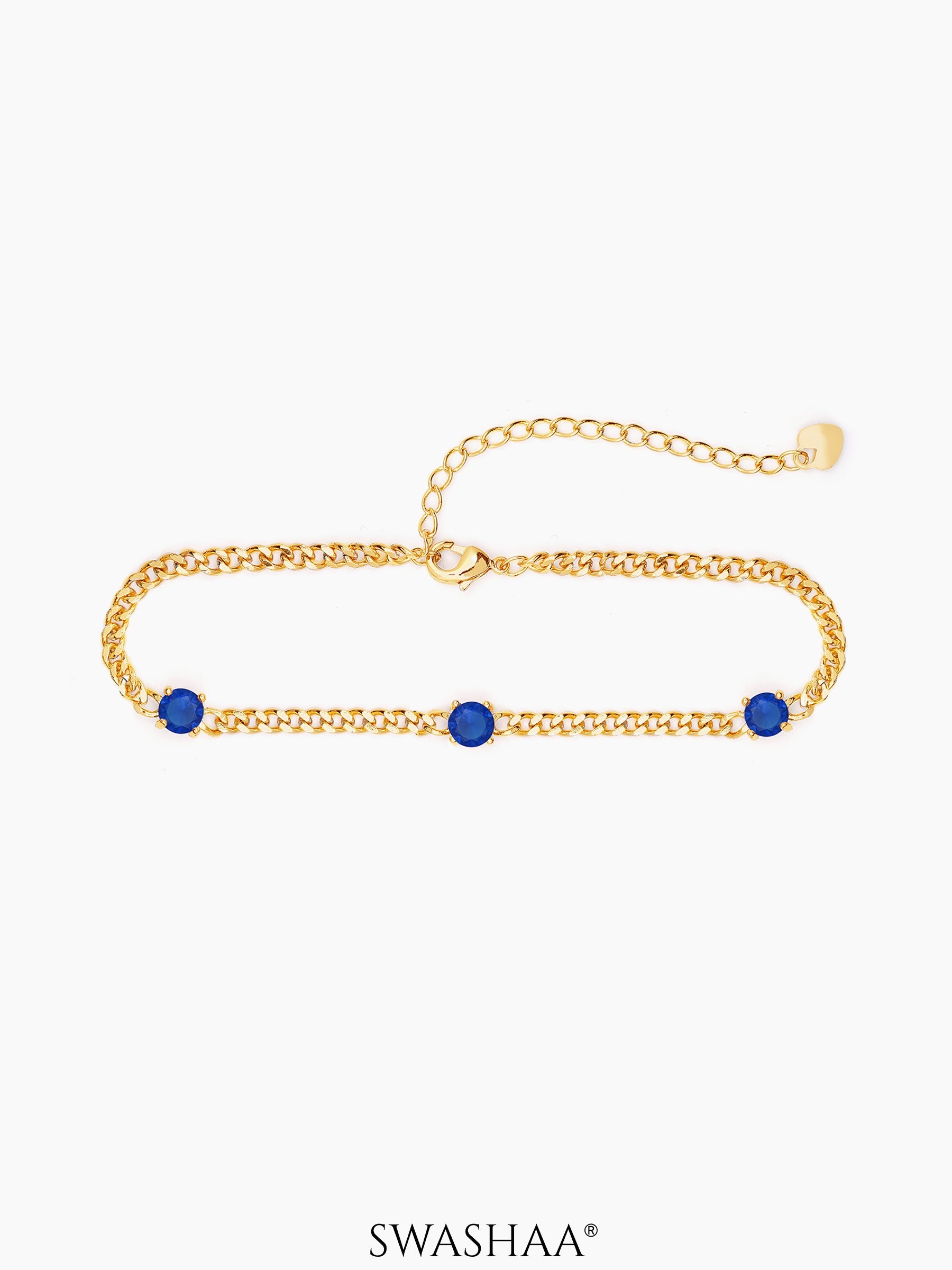 Margaret Blue Stone 18K Gold Plated Loose Chain Bracelet