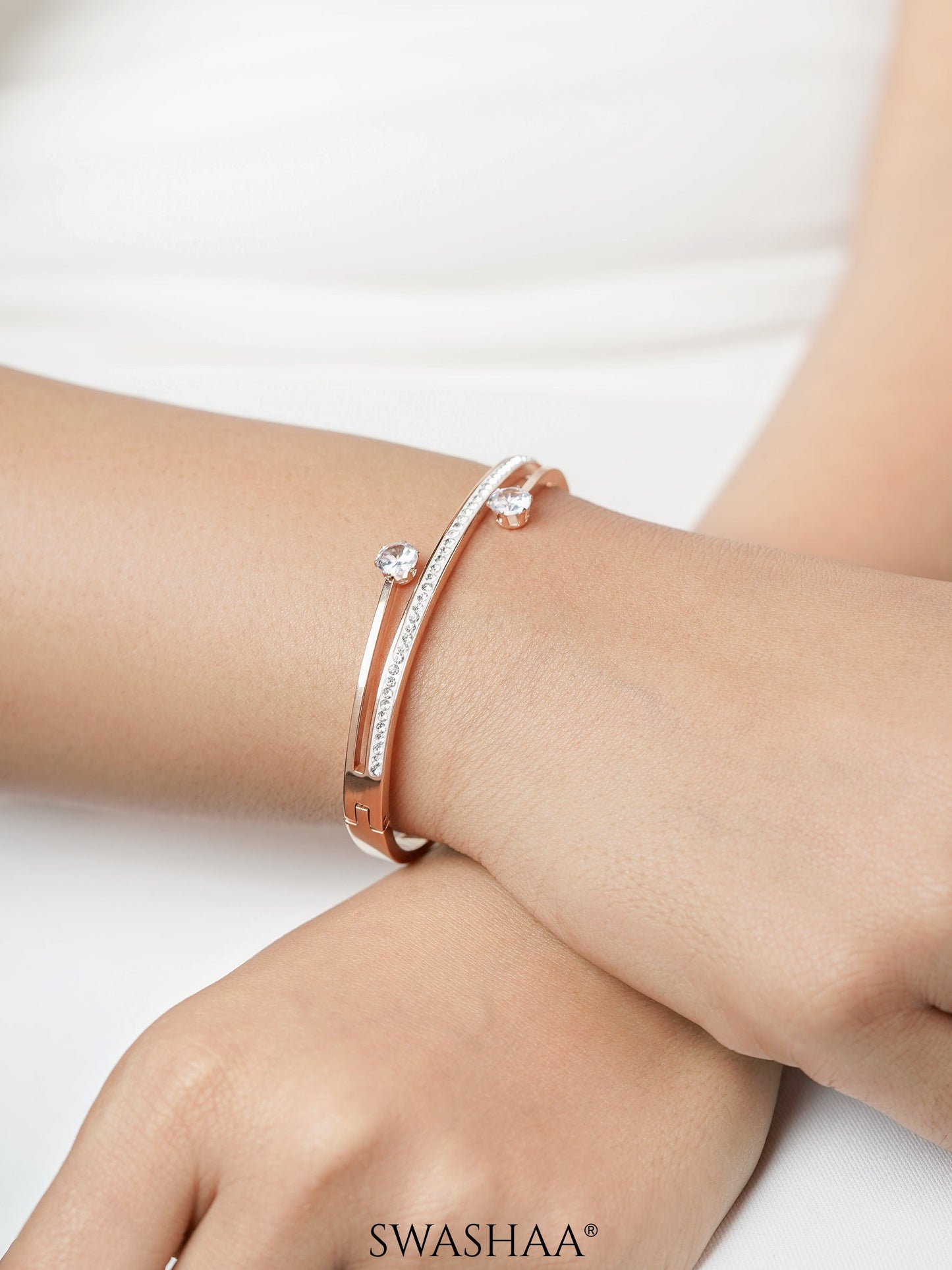 Marka Diamond Solitaire Rosegold Plated Bracelet