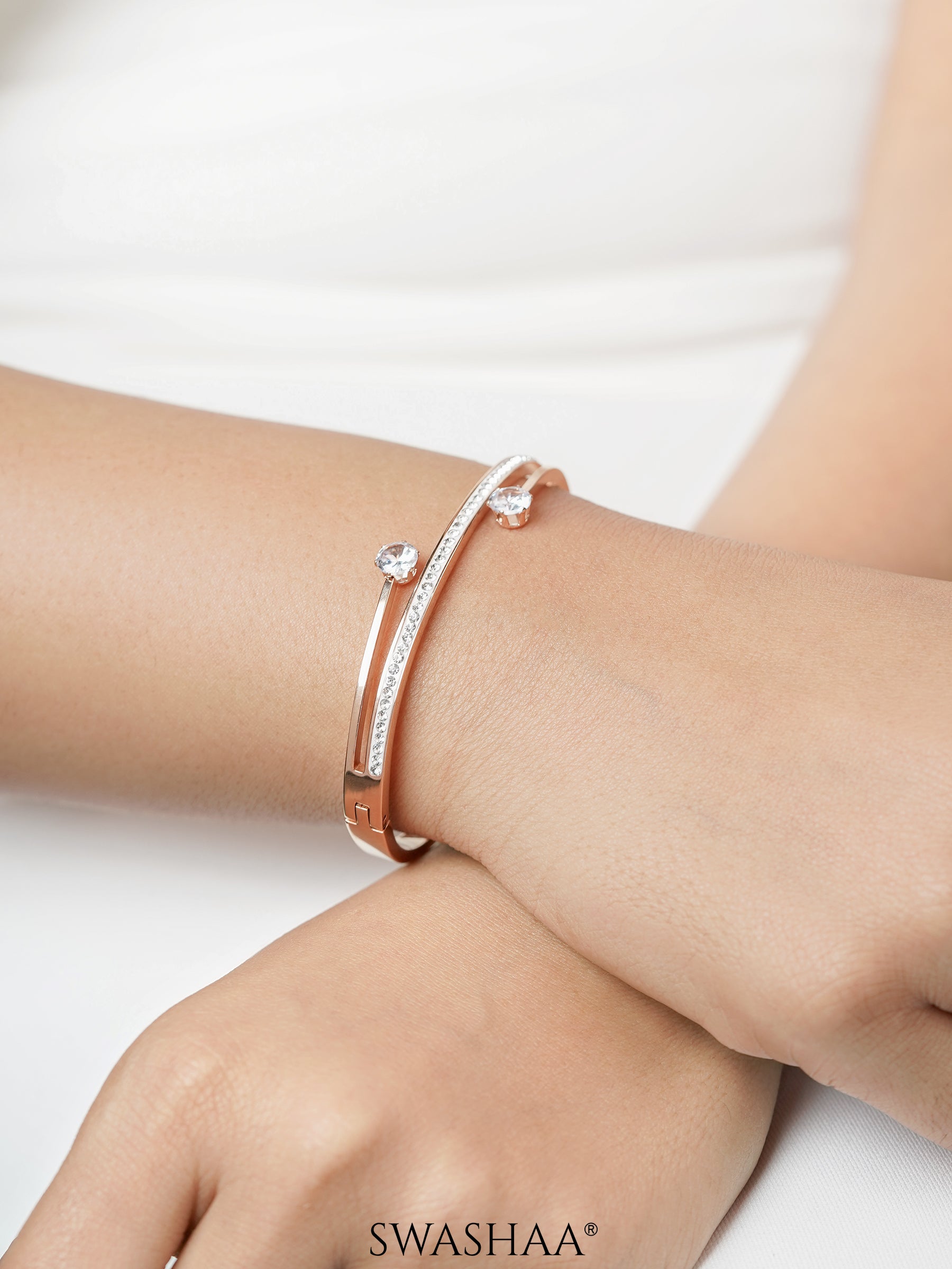Marka Diamond Solitaire Rosegold Plated Bracelet