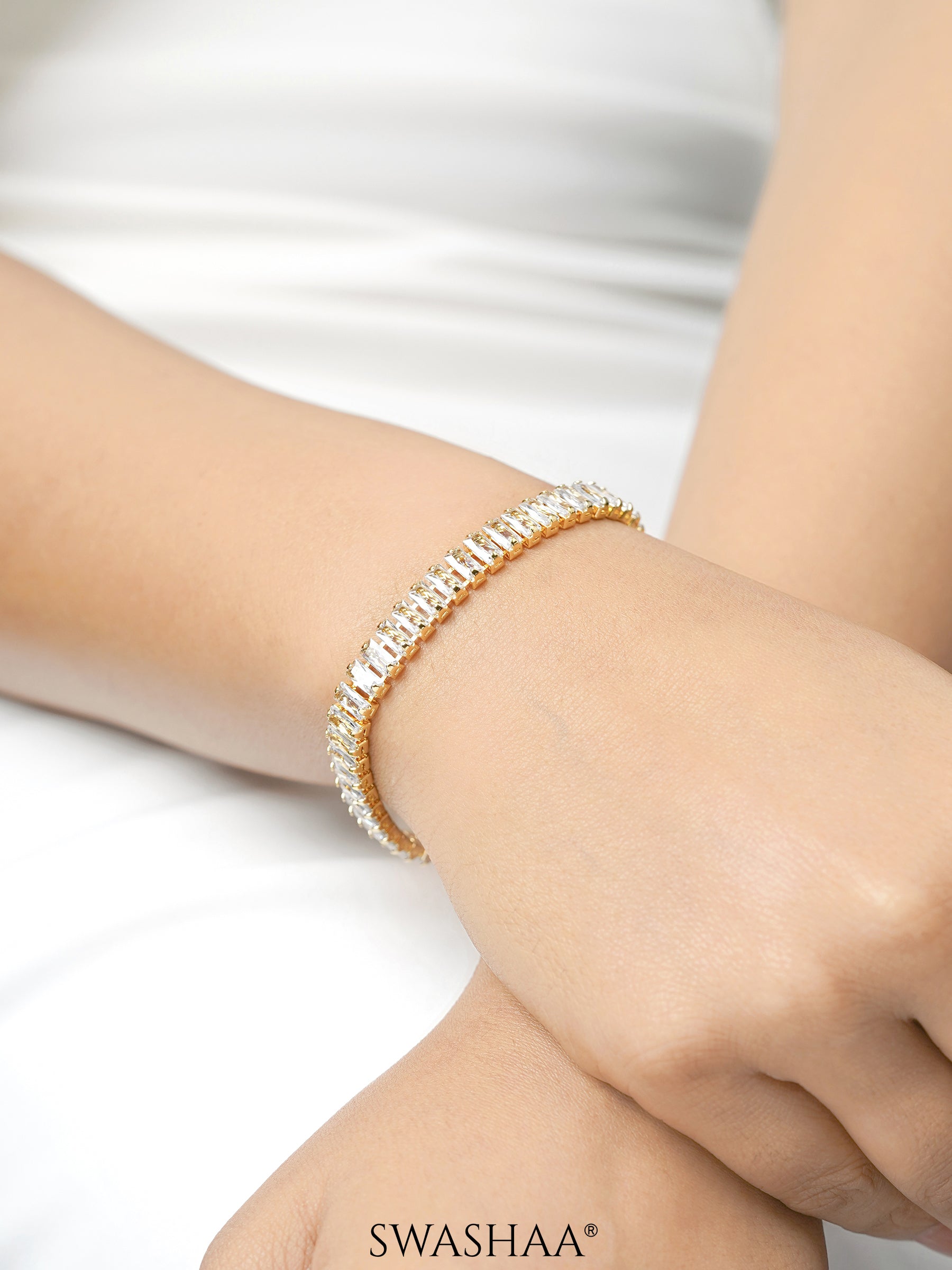 Meadow Baguette 18K Gold Plated Tennis Link Loose Bracelet