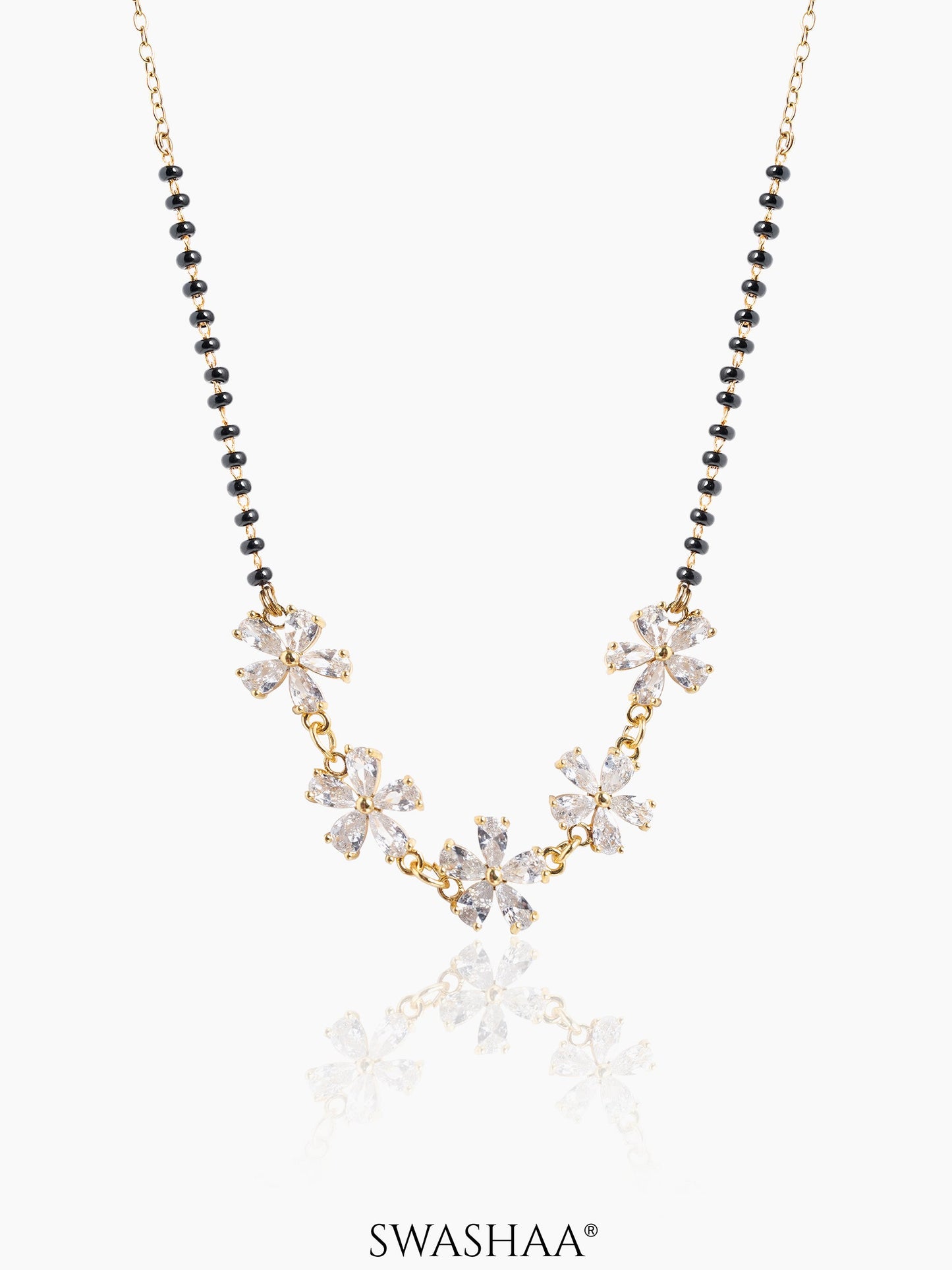 Meher Floral Clusters Diamond 18K Gold Plated  Mangalsutra