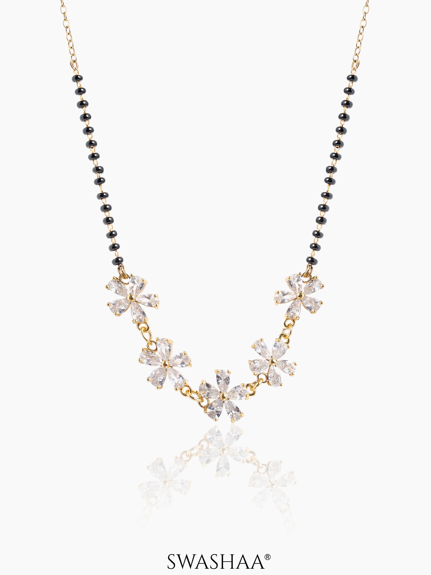 Meher Floral Clusters Diamond 18K Gold Plated  Mangalsutra