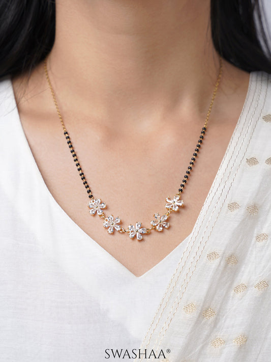 Meher Floral Clusters Diamond 18K Gold Plated  Mangalsutra