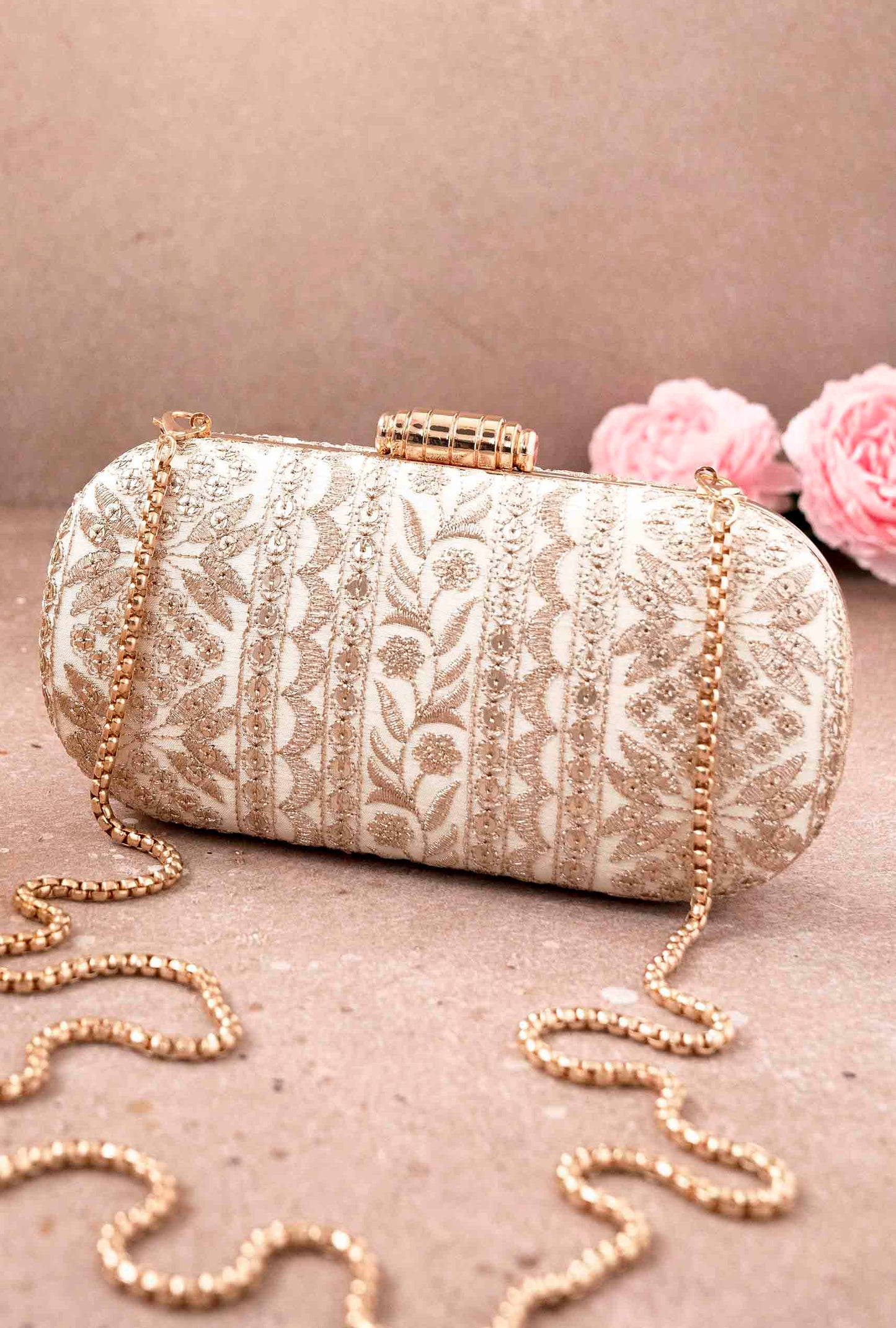 AMYRA - Mirai Embroidered Clutch - Cream