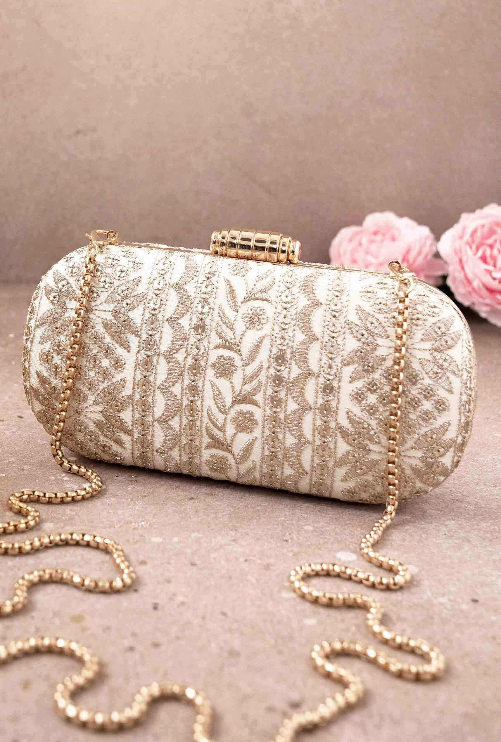 AMYRA - Mirai Embroidered Clutch - Cream