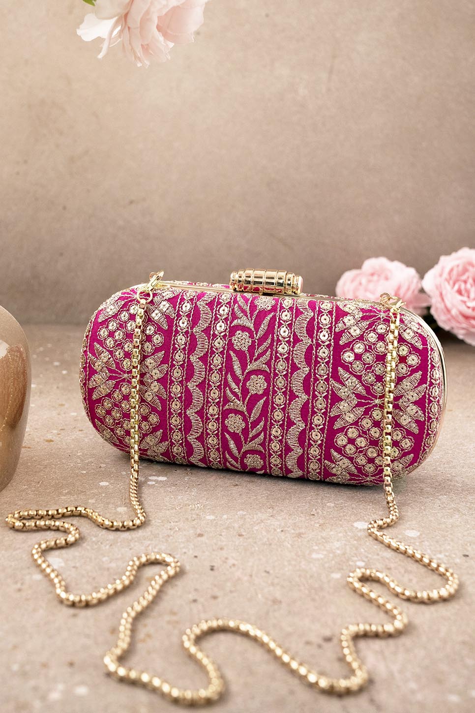 AMYRA - Mirai Embroidered Clutch - Pink