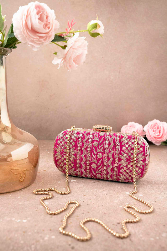 AMYRA - Mirai Embroidered Clutch - Pink