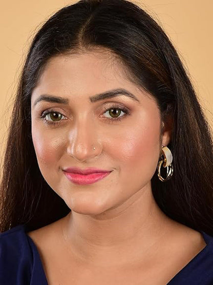 Elegant Gold Circle Earrings with Pearl Accent