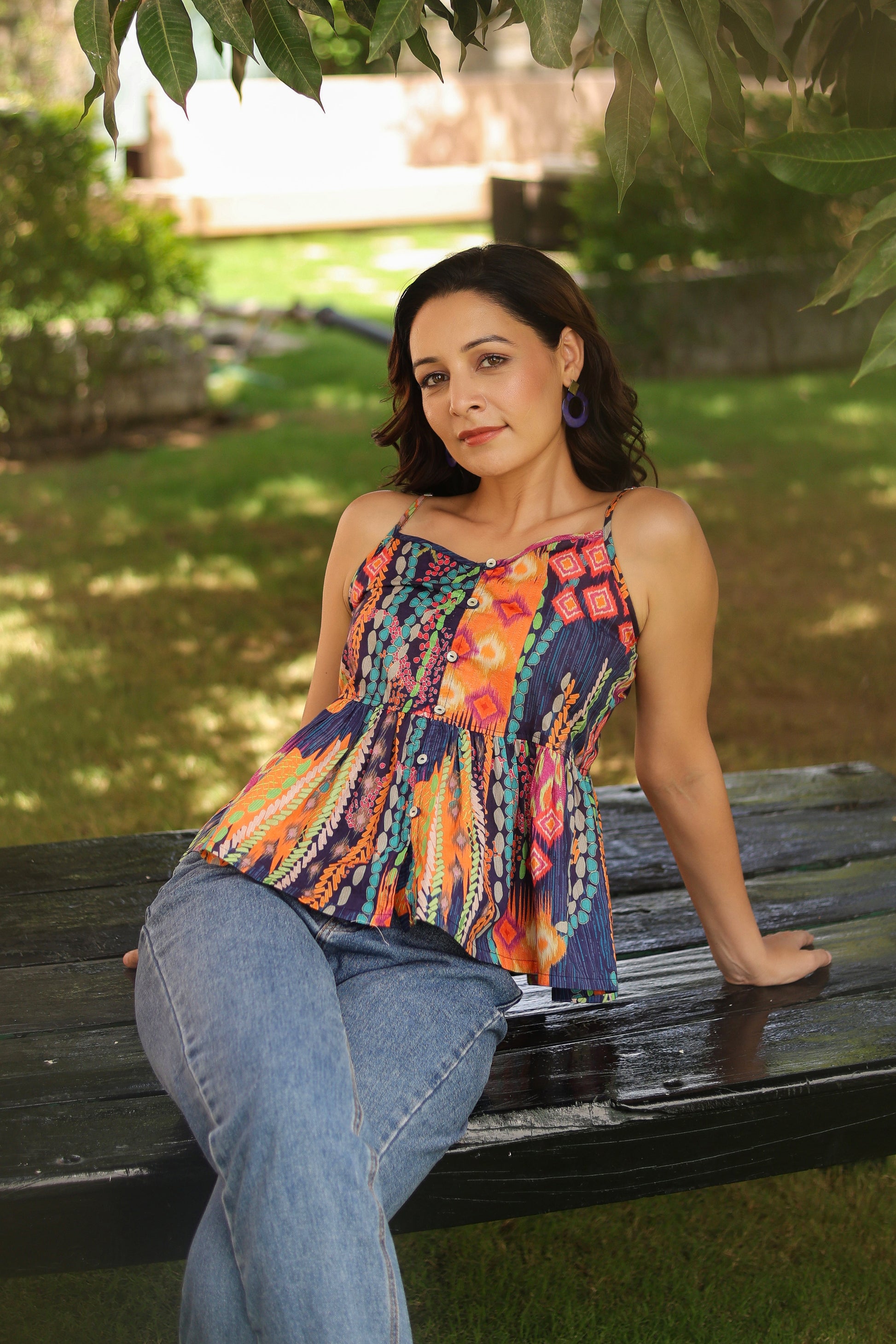 Modern abstract print top
