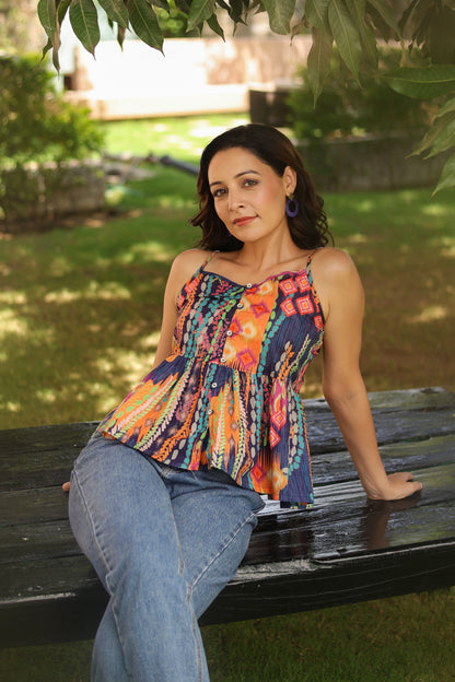 Modern abstract print top