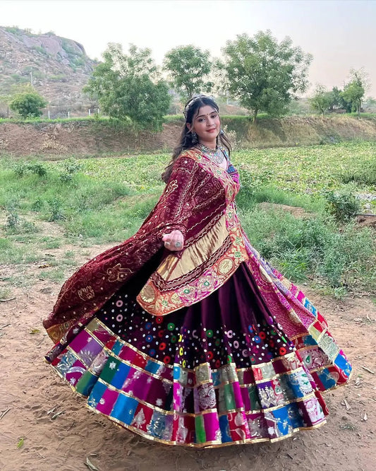 Muslin Cotton Digital Print with Mirror Work Navratri Special Desinger Chaniya Choli Ethenika.com