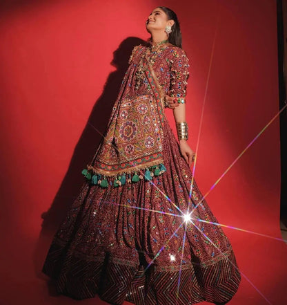 Muslin Cotton Digital Print with Real Mirror Work Navratri Special Designer Chaniya Choli Ethenika.com