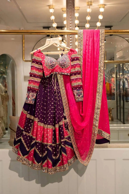 Muslin Fabric Digital Print Mirror Work Navratri Special Designer Chaniya Choli Ethenika.com
