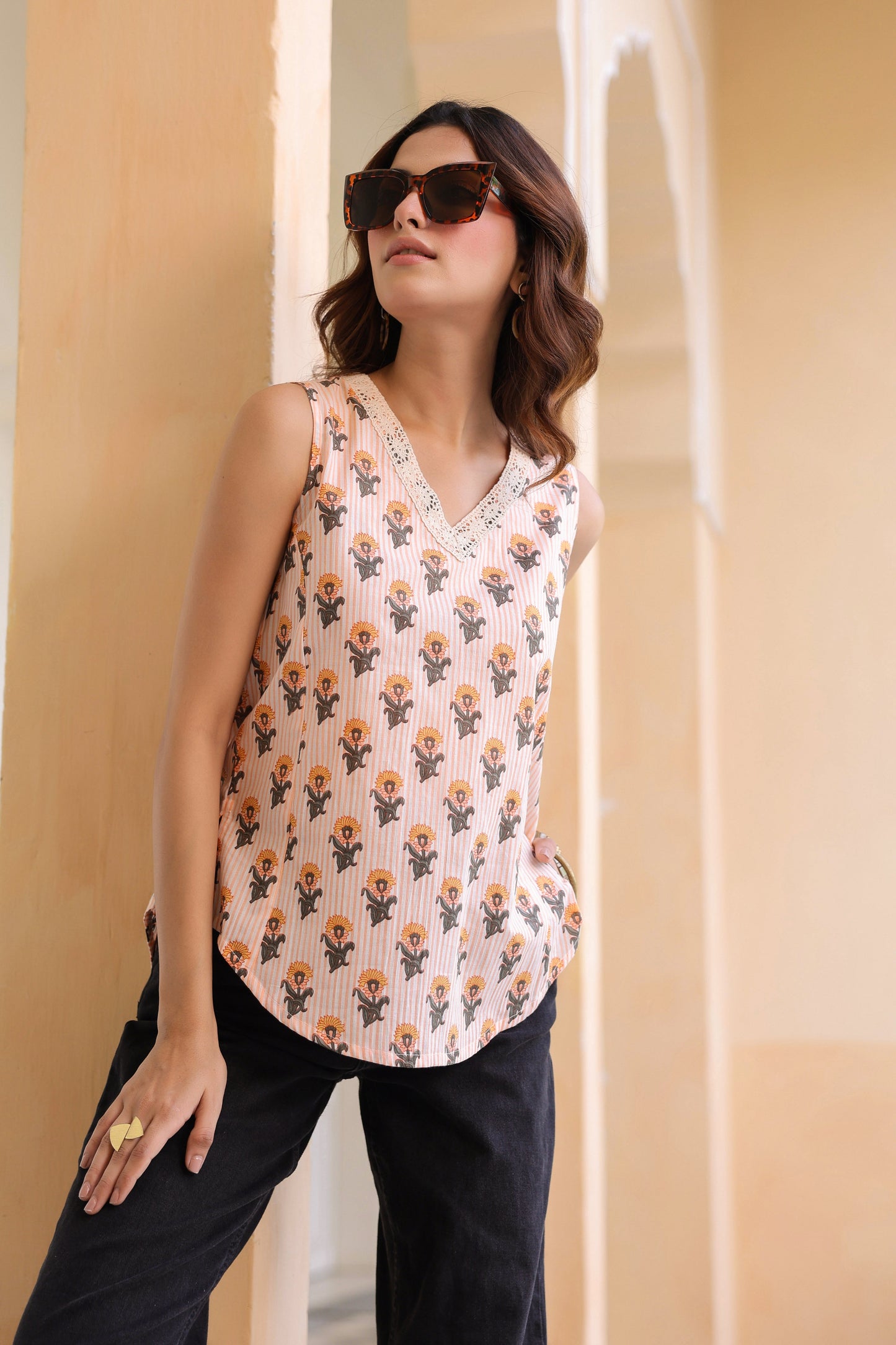 Mustard casual cotton top
