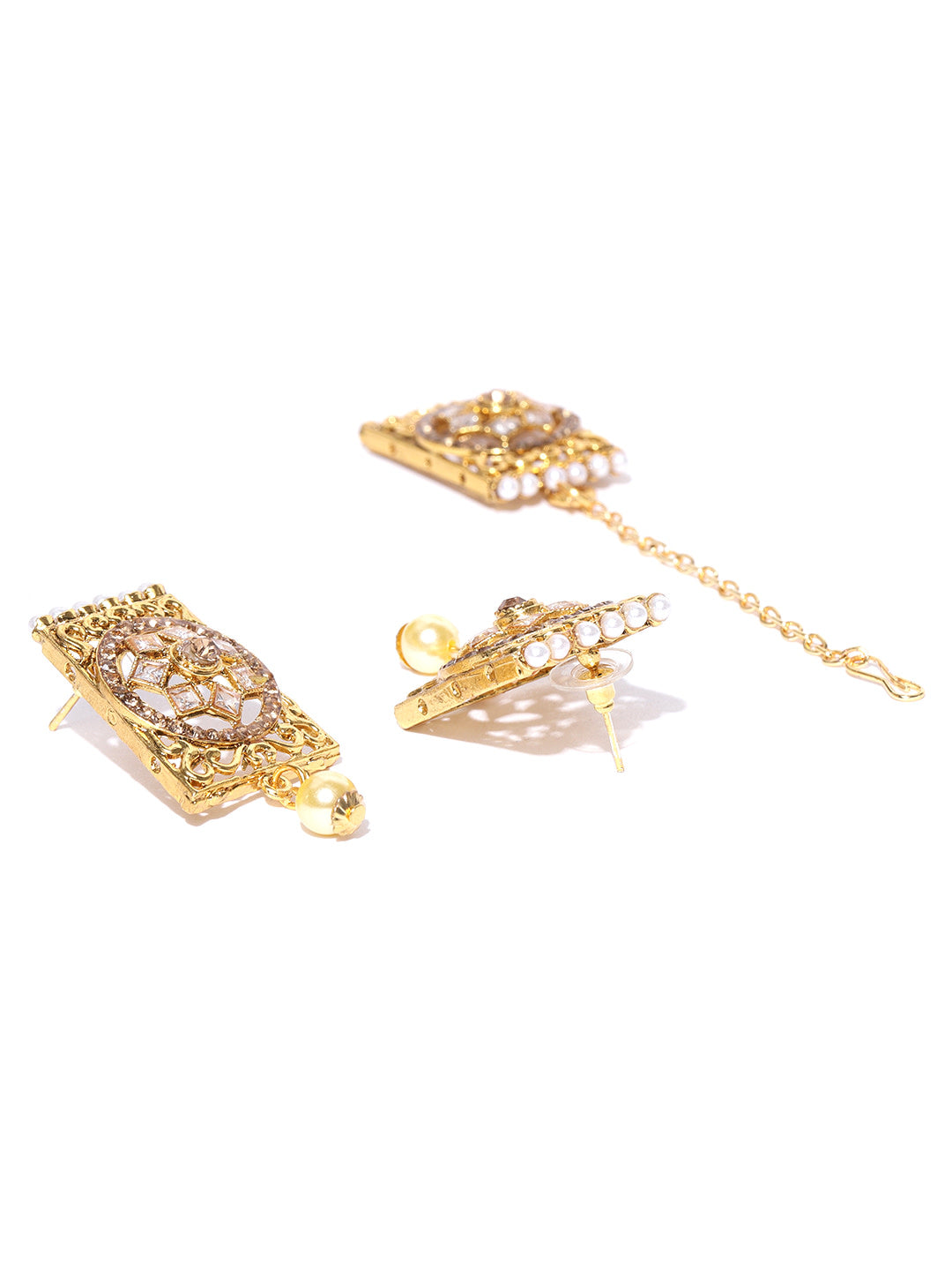 White Beads Pearls Kundan Gold Plated MaangTika Choker