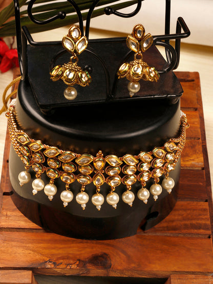 White Pearls Kundan Gold Plated Choker