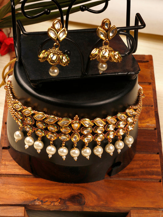 White Pearls Kundan Gold Plated Choker