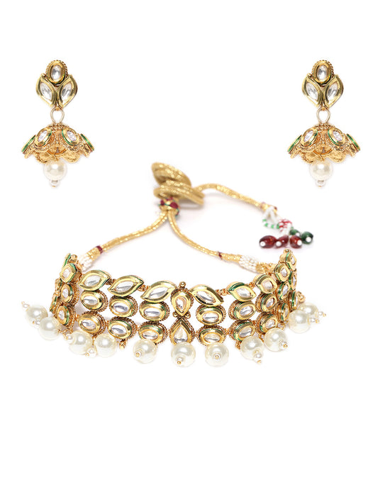 White Pearls Kundan Gold Plated Choker