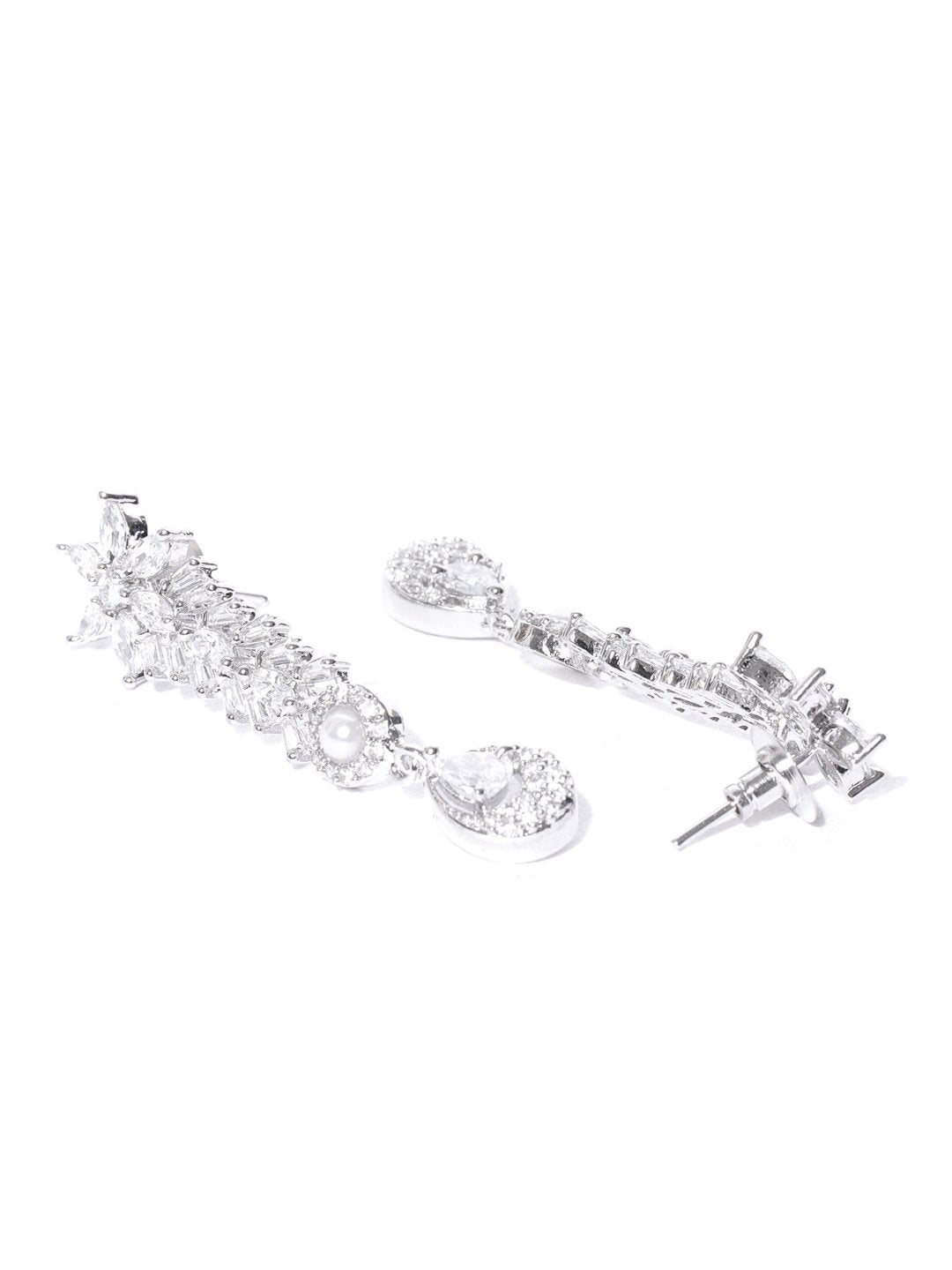 American Diamond Pearls Silver Plated Jewellery Set