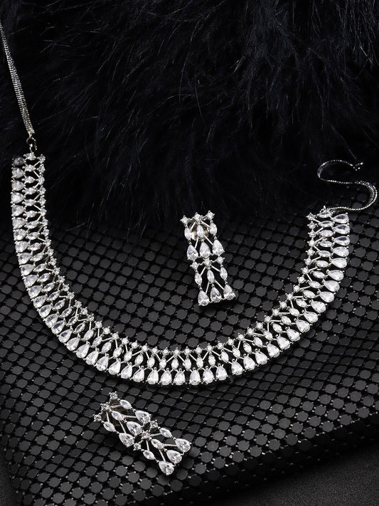 American Diamond Silver Plated Jewellery Set