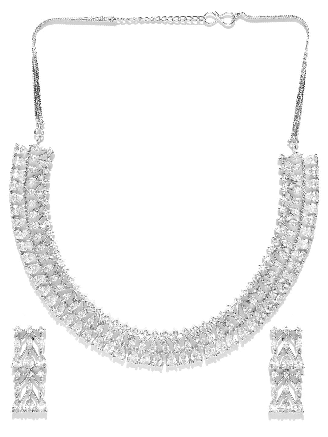 American Diamond Silver Plated Jewellery Set