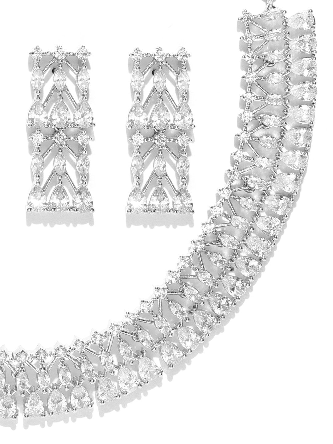 American Diamond Silver Plated Jewellery Set