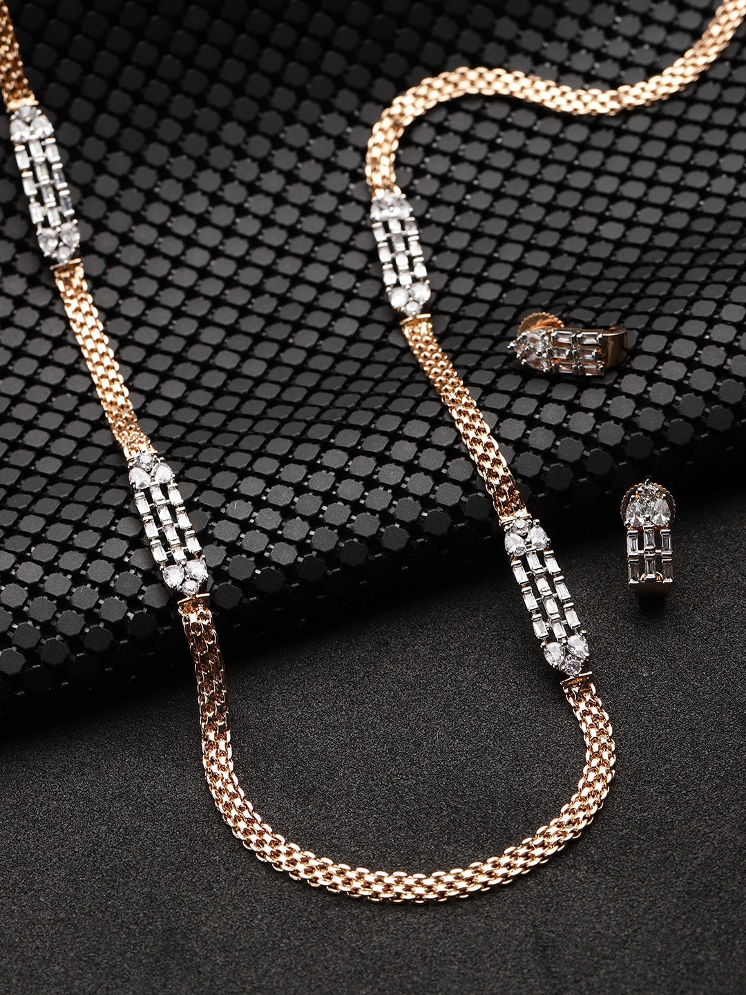 American Diamond Rose Gold Plated Jewellery Set