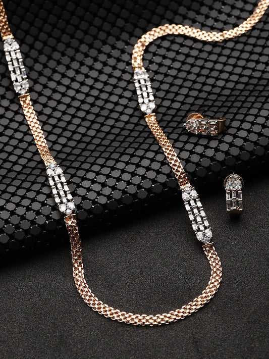 American Diamond Rose Gold Plated Jewellery Set