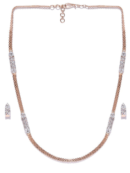 American Diamond Rose Gold Plated Jewellery Set