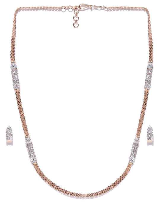 American Diamond Rose Gold Plated Jewellery Set