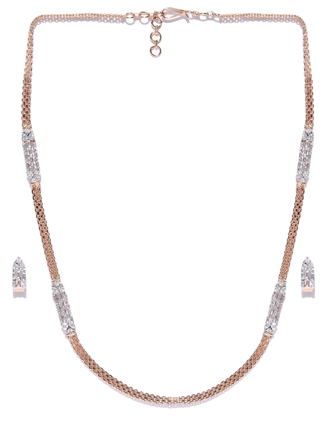 American Diamond Rose Gold Plated Jewellery Set