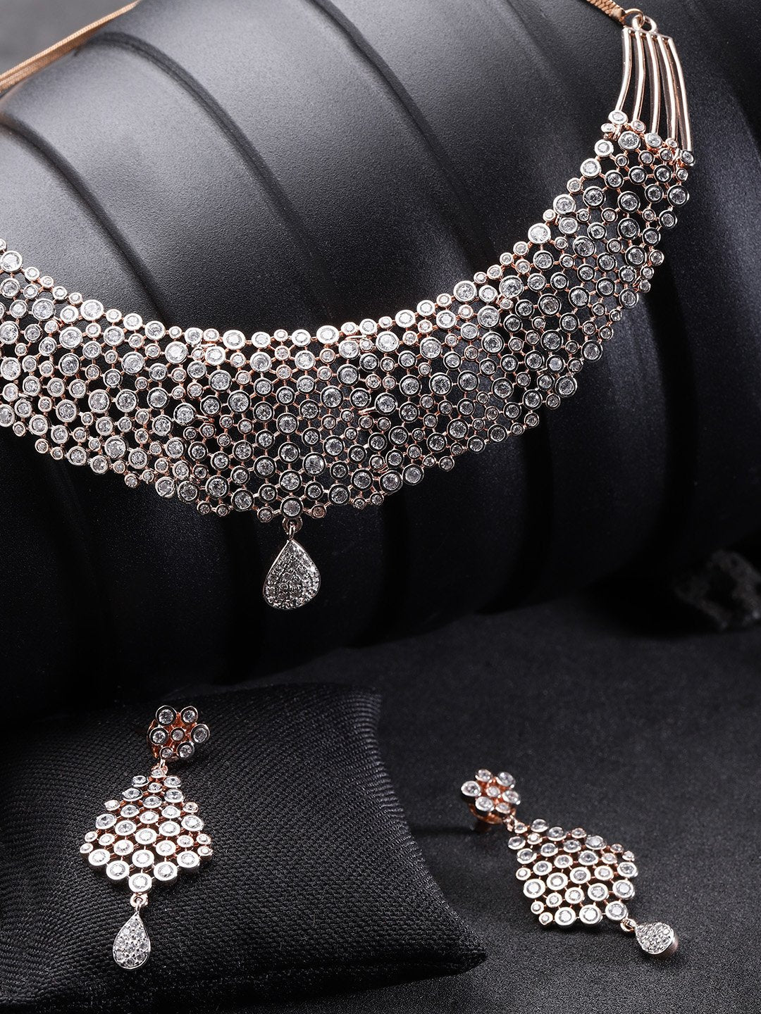American Diamond Rose Gold Plated Jewellery Set