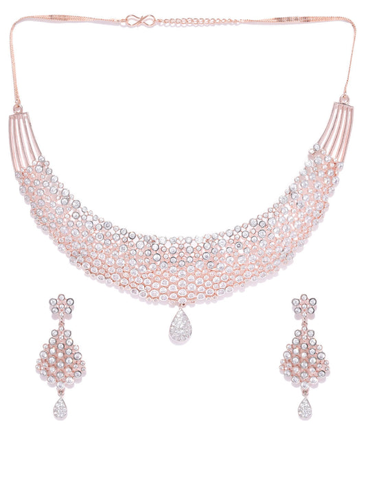 American Diamond Rose Gold Plated Jewellery Set