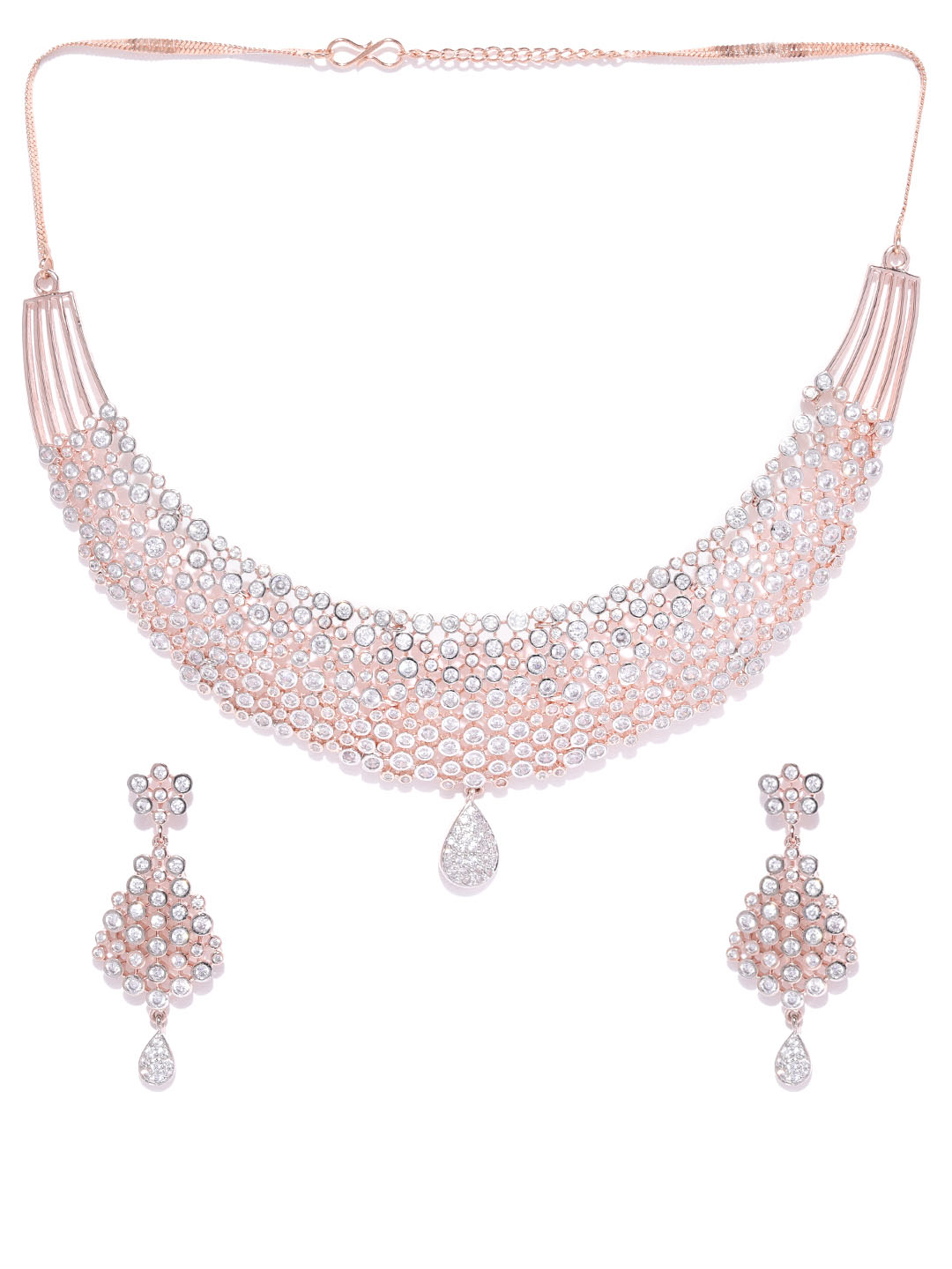 American Diamond Rose Gold Plated Jewellery Set