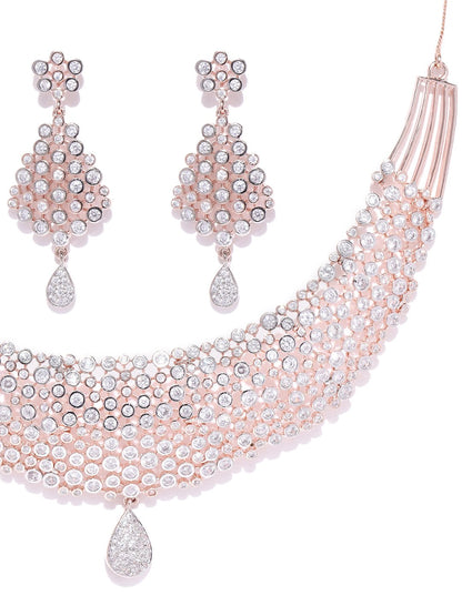 American Diamond Rose Gold Plated Jewellery Set